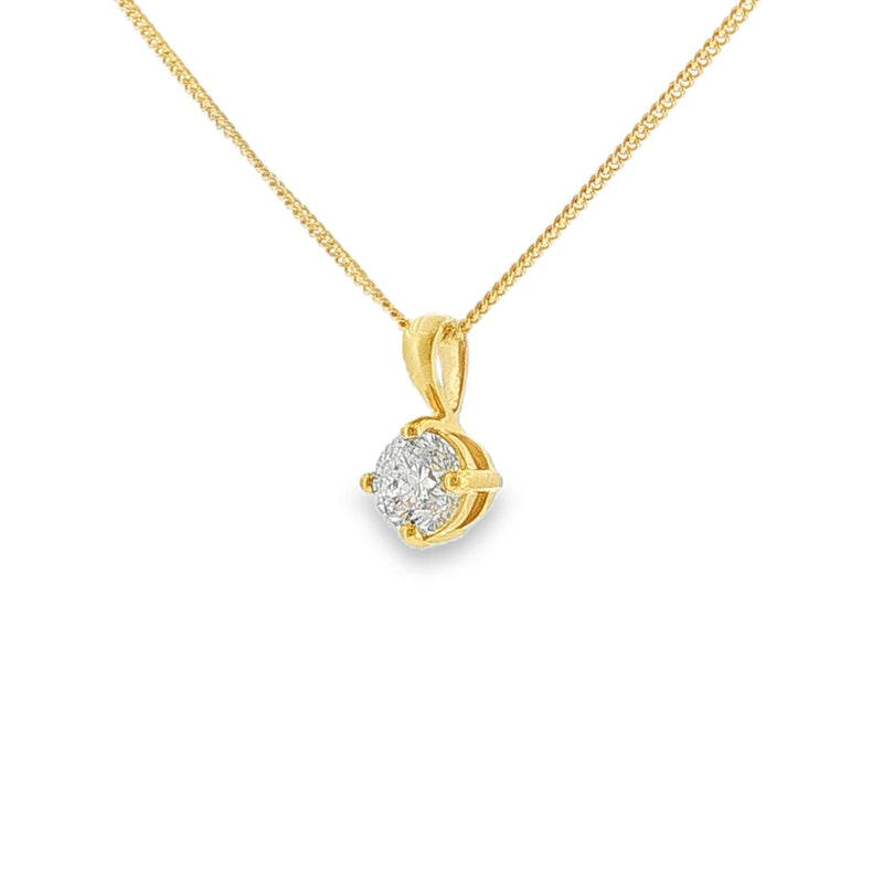Diamond Round Brilliant Cut, 0.70ct 18ct Yellow Gold Pendant