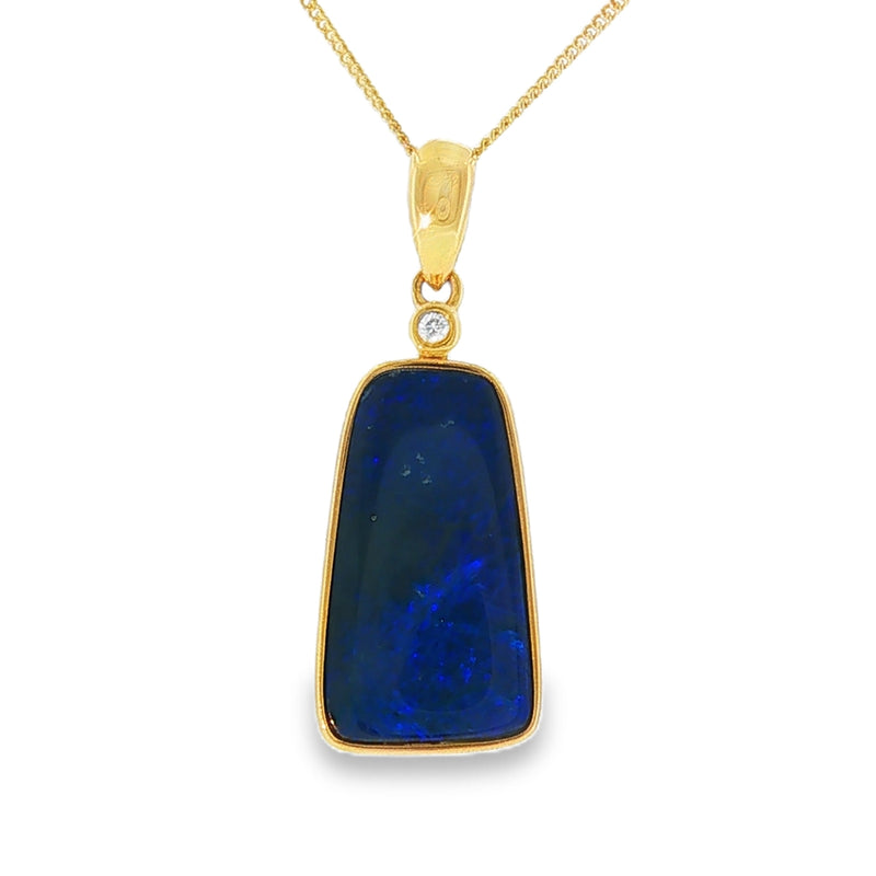 Doublet Opal and Diamond, 9ct Yellow Gold Pendant