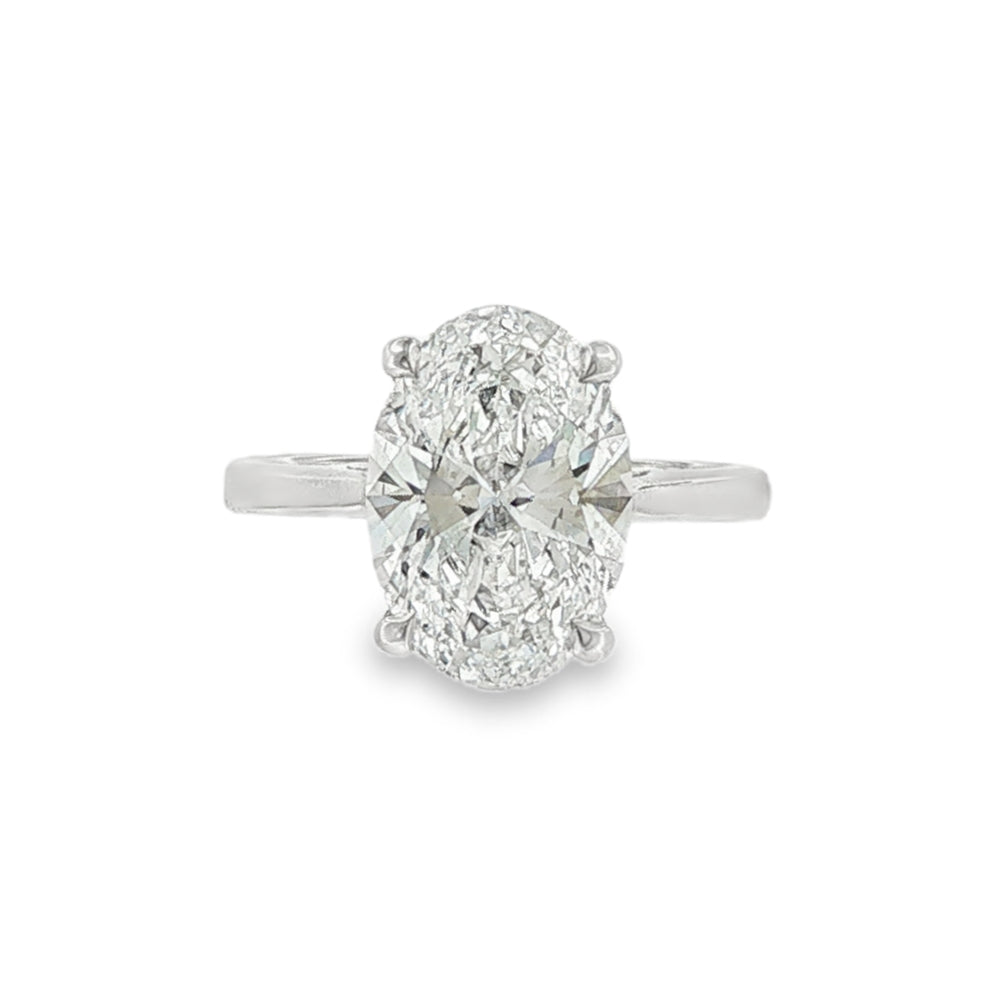 Oval Cut 4.09ct Lab Grown Diamond, Platinum Ring
