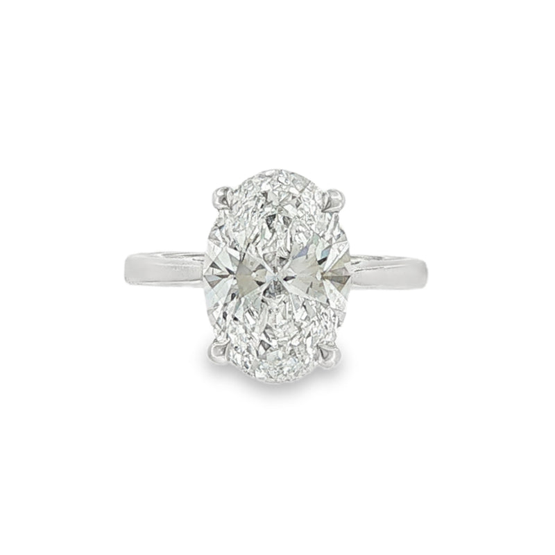 Oval Cut 4.09ct Lab Grown Diamond, Platinum Ring