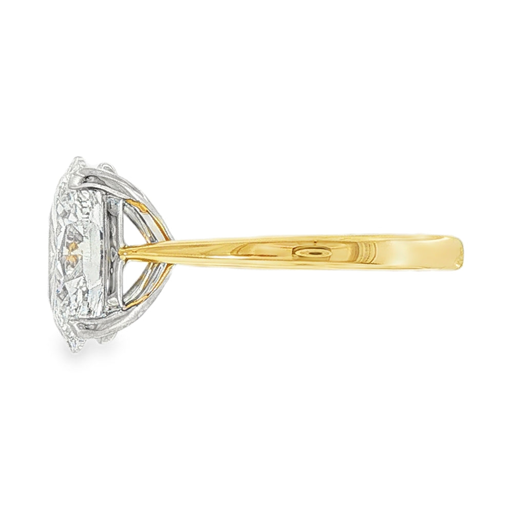 Oval Cut 4.02ct Lab Grown Diamond, 18ct Yellow Gold Ring