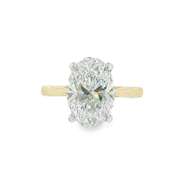 Oval Cut 4.02ct Lab Grown Diamond, 18ct Yellow Gold Ring