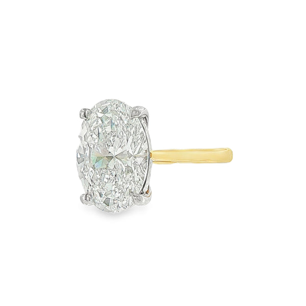 Oval Cut 6.05ct Lab Grown Diamond, 18ct Yellow Gold Ring