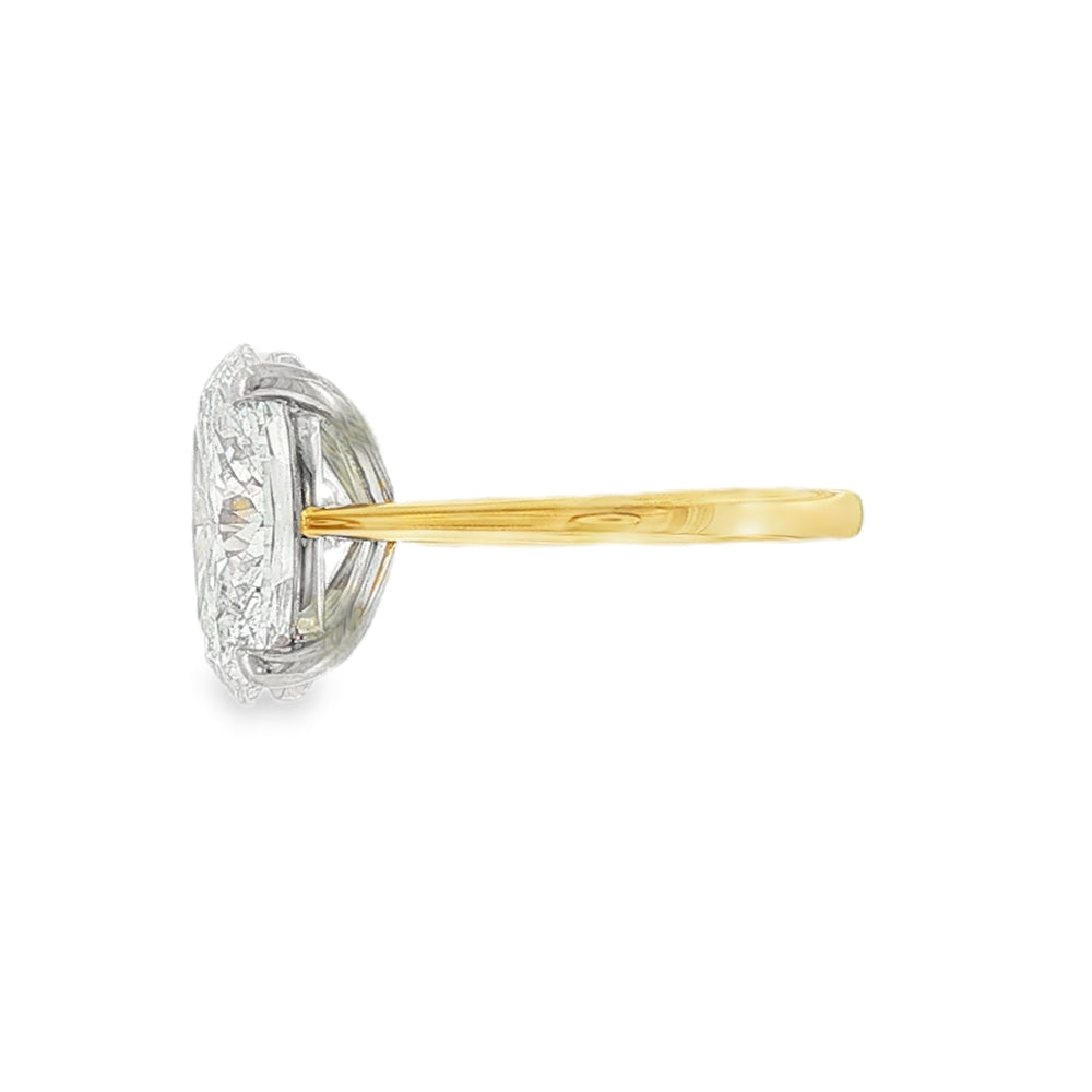 Oval Cut 6.05ct Lab Grown Diamond, 18ct Yellow Gold Ring