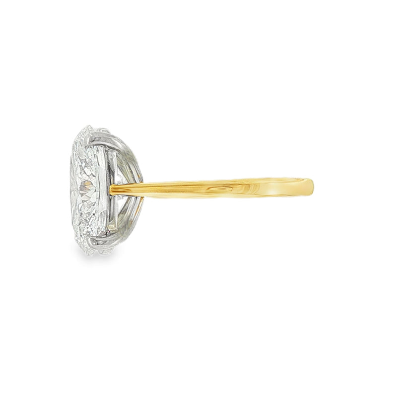 Oval Cut 6.05ct Lab Grown Diamond, 18ct Yellow Gold Ring
