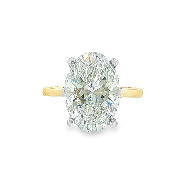 Oval Cut 6.05ct Lab Grown Diamond, 18ct Yellow Gold Ring