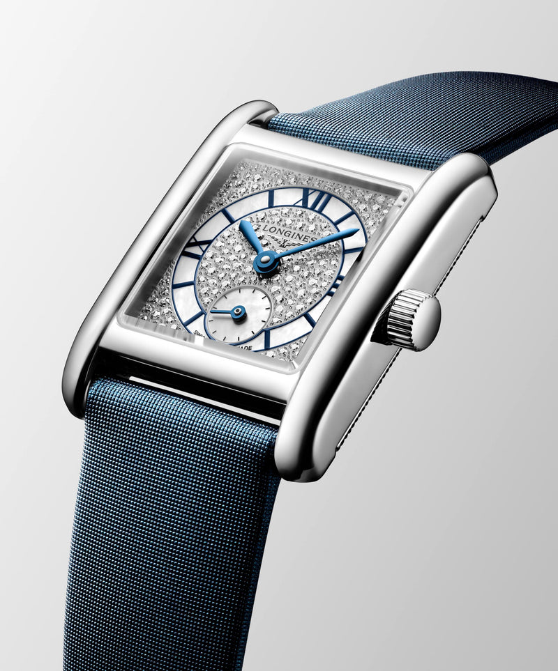 Longines Mini Dolcevita Diamond Dial, Blue Leather 21.5x29mm Watch L5.200.4.87.2