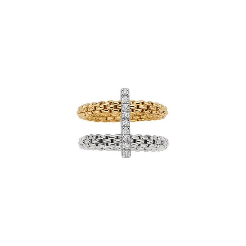 Fope Prima Flex'it 18ct Yellow and White 0.15ct Diamond Ring