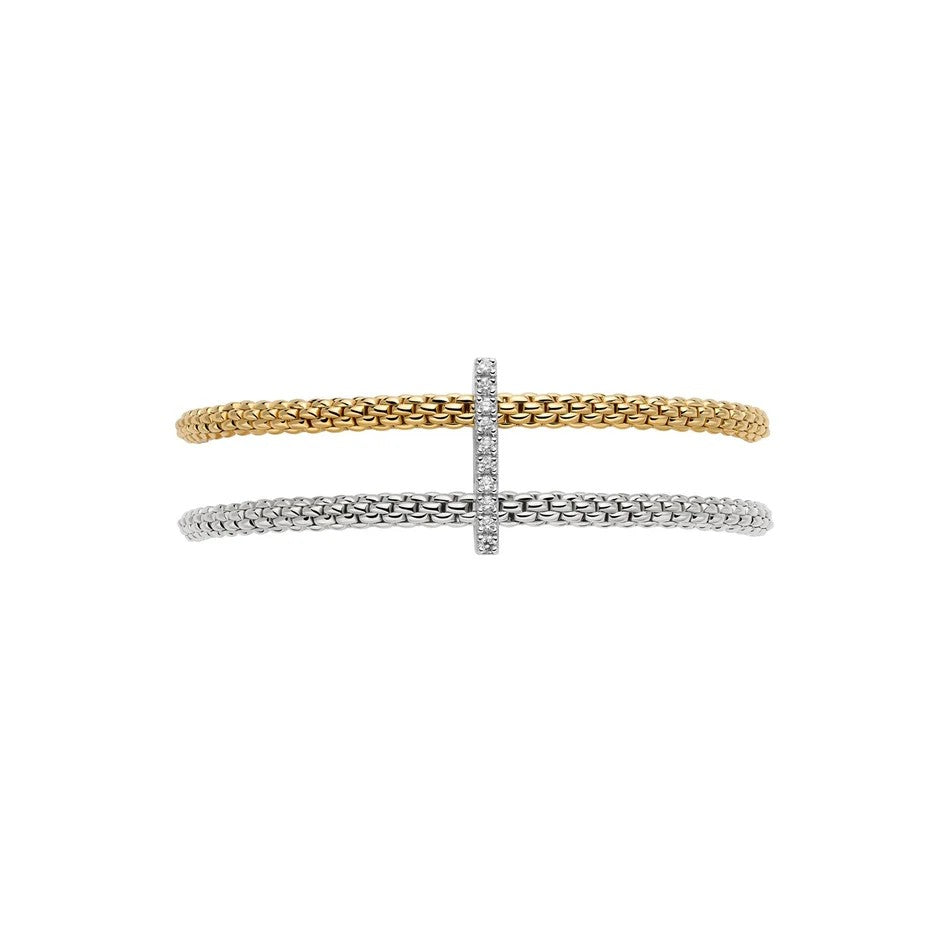 Fope Prima Flex'it 18ct Yellow and White, 0.17ct Diamond Bracelet