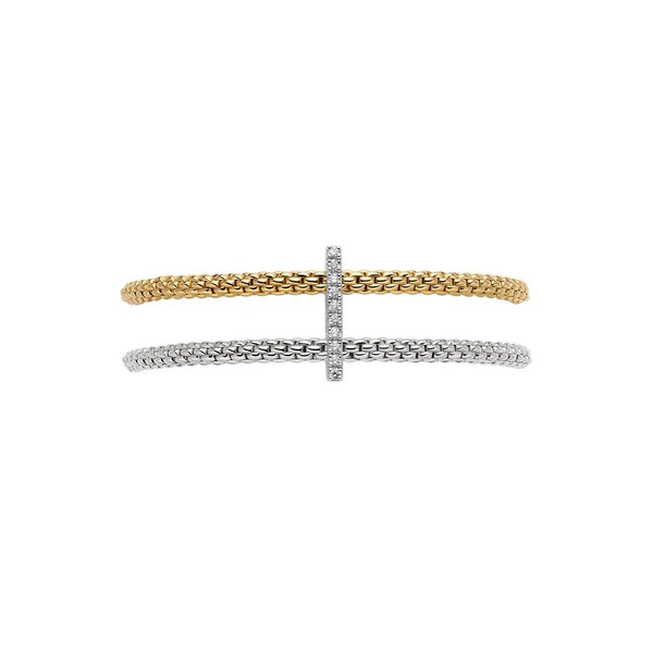 Fope Prima Flex'it 18ct Yellow and White, 0.17ct Diamond Bracelet