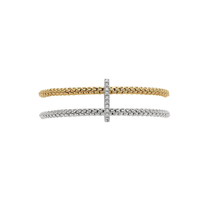 Fope Prima Flex'it 18ct Yellow and White, 0.17ct Diamond Bracelet