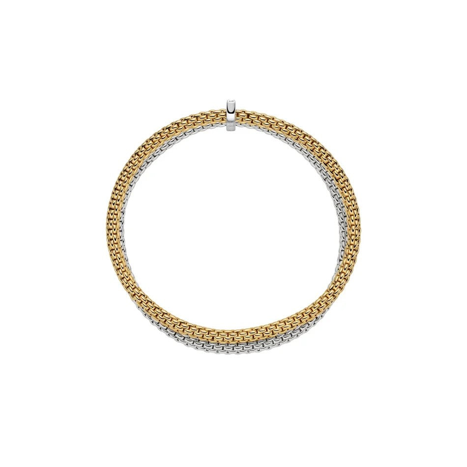 Fope Prima Flex'it 18ct Yellow and White, 0.17ct Diamond Bracelet