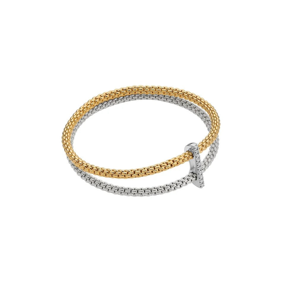 Fope Prima Flex'it 18ct Yellow and White, 0.17ct Diamond Bracelet