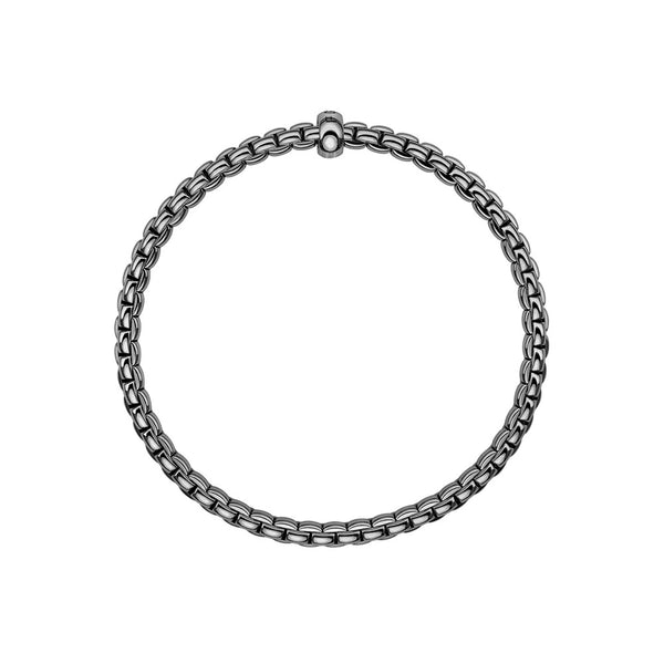 Fope Eka Flex'it 18ct White Gold, Black Rhodiumed 0.01ct Black Diamond Bracelet