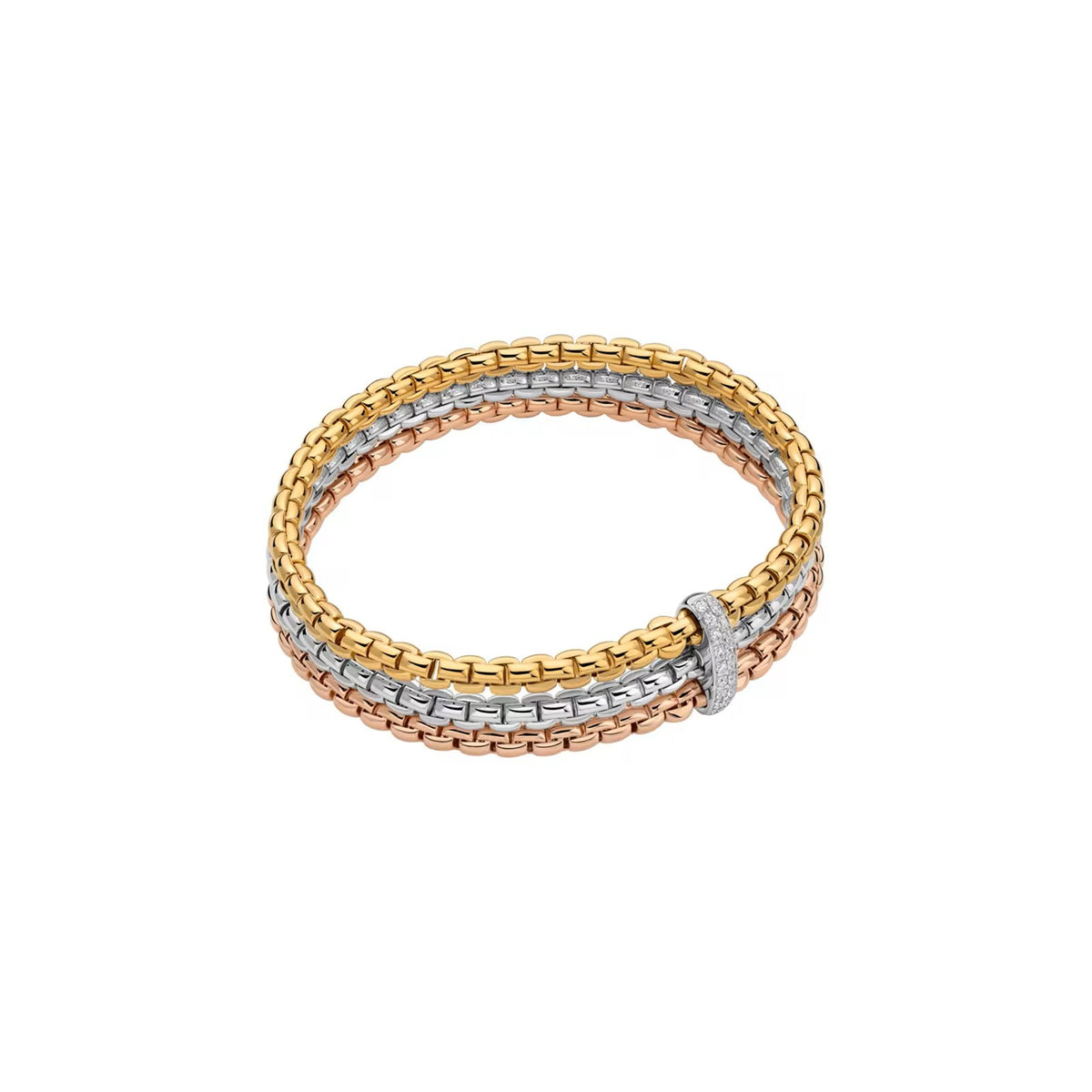 Fope Eka Flex'it Tri Colour 18ct, 0.14ct Diamond Bracelet