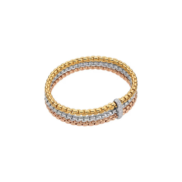 Fope Eka Flex'it Tri Colour 18ct, 0.14ct Diamond Bracelet