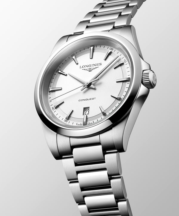 Longines Conquest White Quartz 41mm Watch L3.860.4.12.6