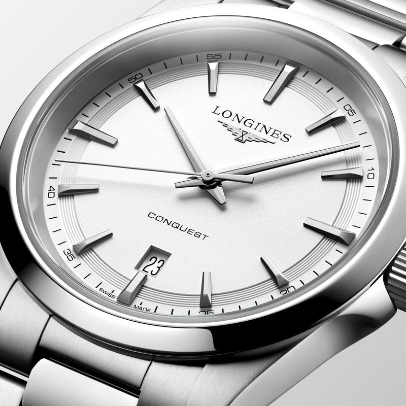 Longines Conquest White Quartz 41mm Watch L3.860.4.12.6