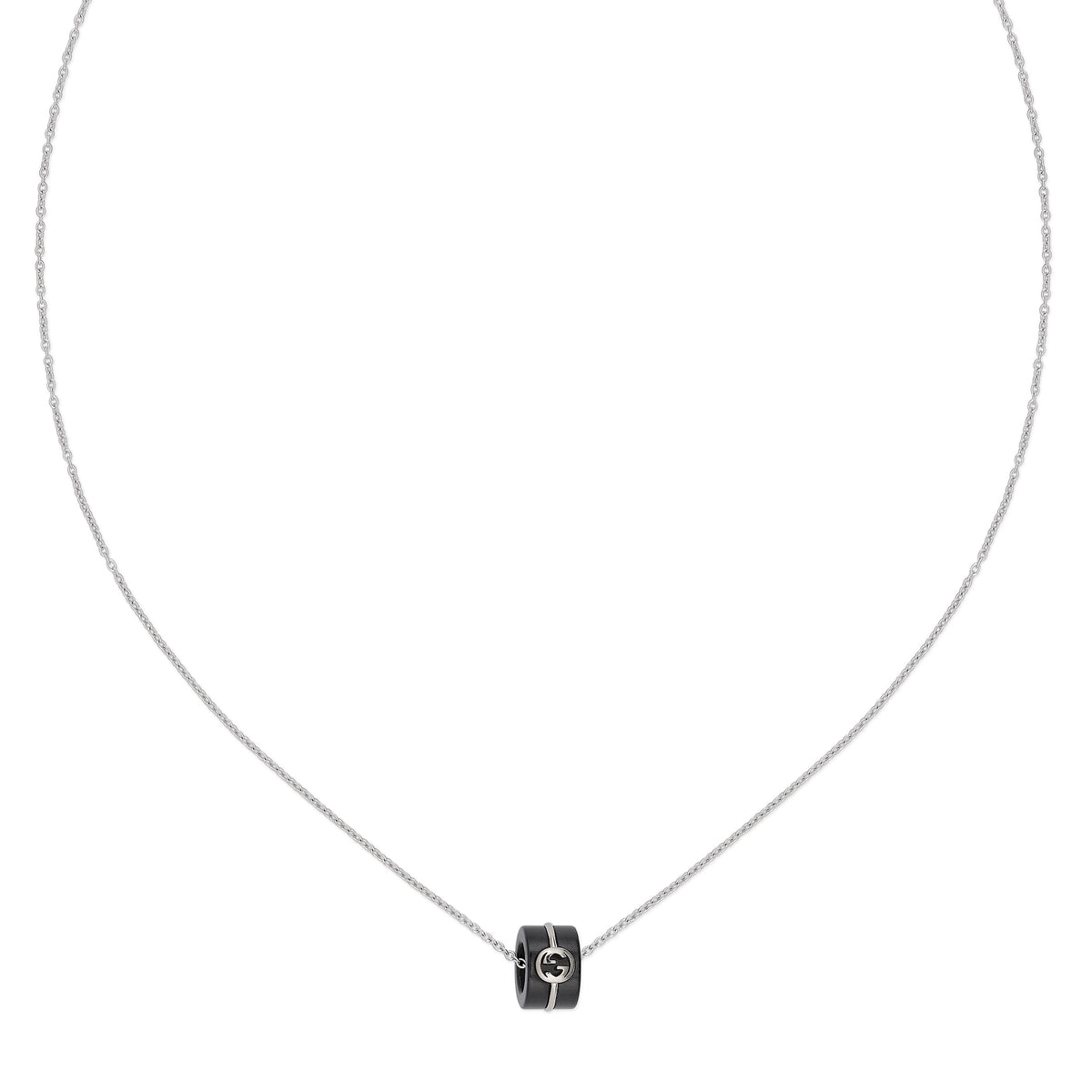 Gucci Interlocking 18ct White Gold & Corundum Pendant