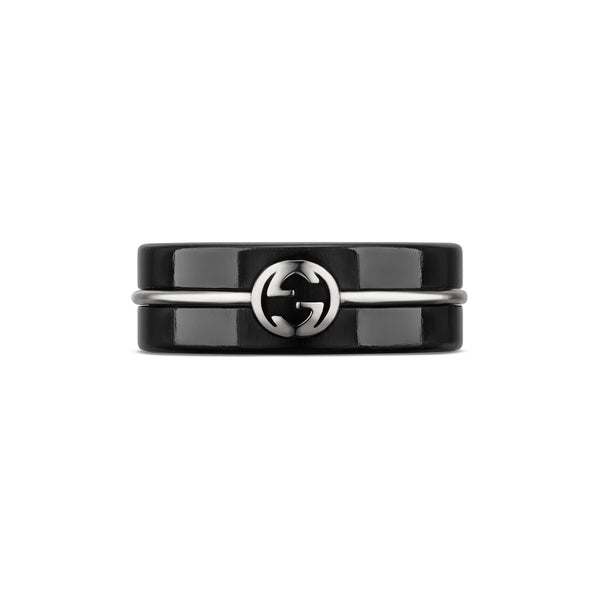 Gucci Interlocking 18ct White Gold & Corundum Ring