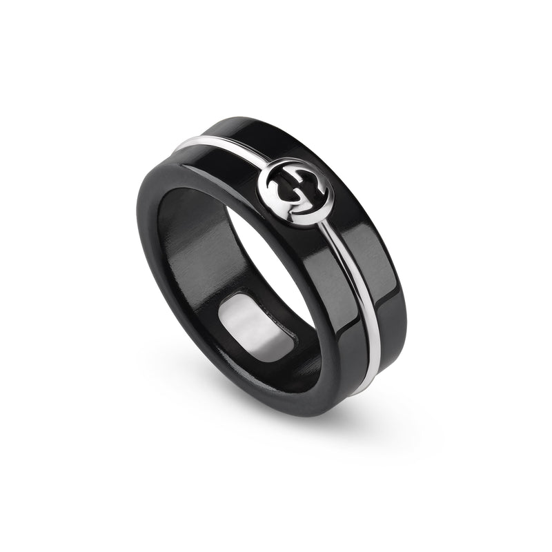 Gucci Interlocking 18ct White Gold & Corundum Ring