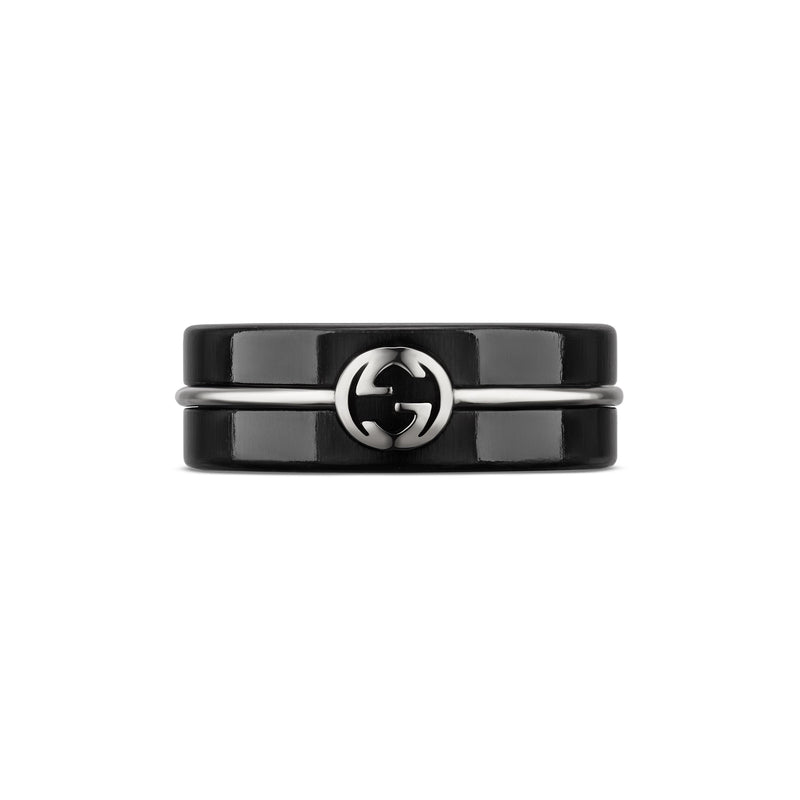 Gucci Interlocking 18ct White Gold & Corundum Ring