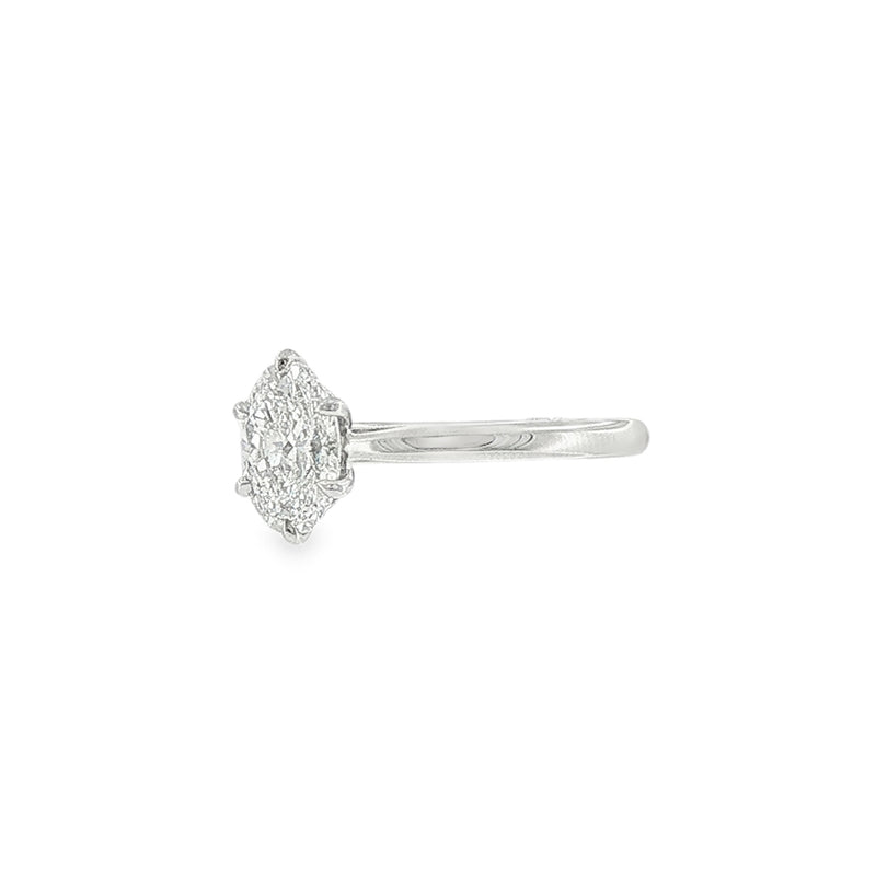 Oval Cut 1.00ct Lab Grown Diamond, Platinum 6 Claw Ring