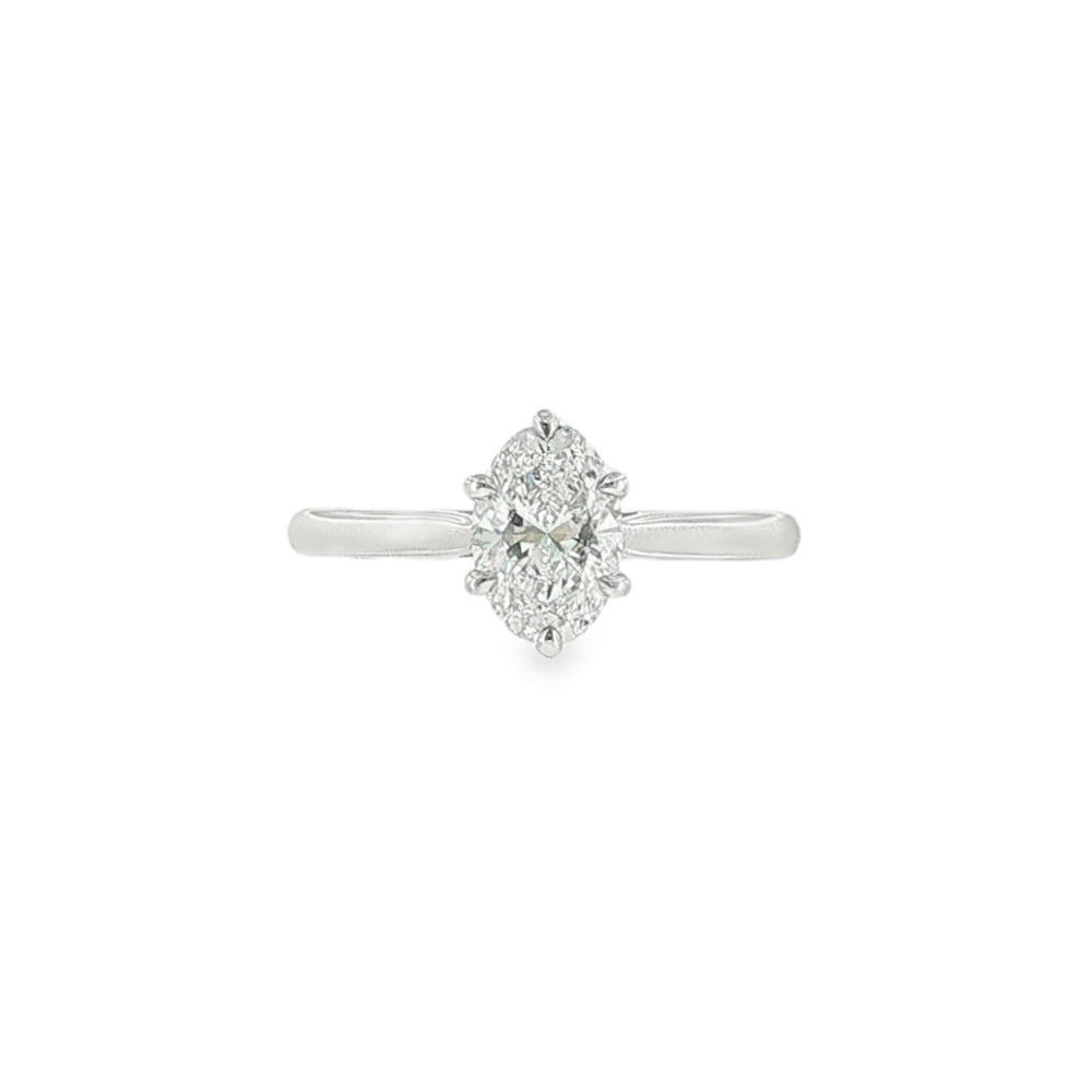 Oval Cut 1.00ct Lab Grown Diamond, Platinum 6 Claw Ring