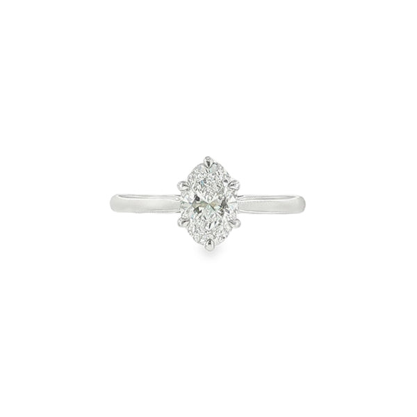 Oval Cut 1.00ct Lab Grown Diamond, Platinum 6 Claw Ring