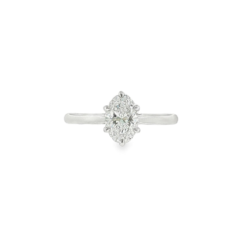 Oval Cut 1.00ct Lab Grown Diamond, Platinum 6 Claw Ring