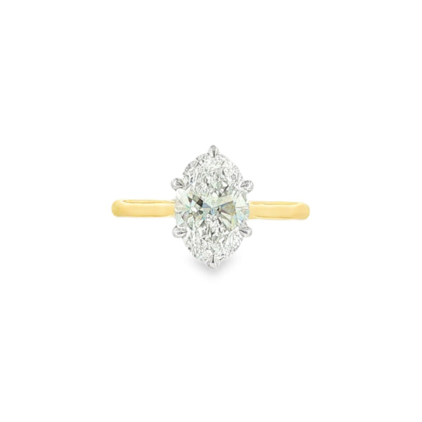 Oval Cut 2.04ct Lab Grown Diamond, 18ct Yellow Gold 6 Claw Ring