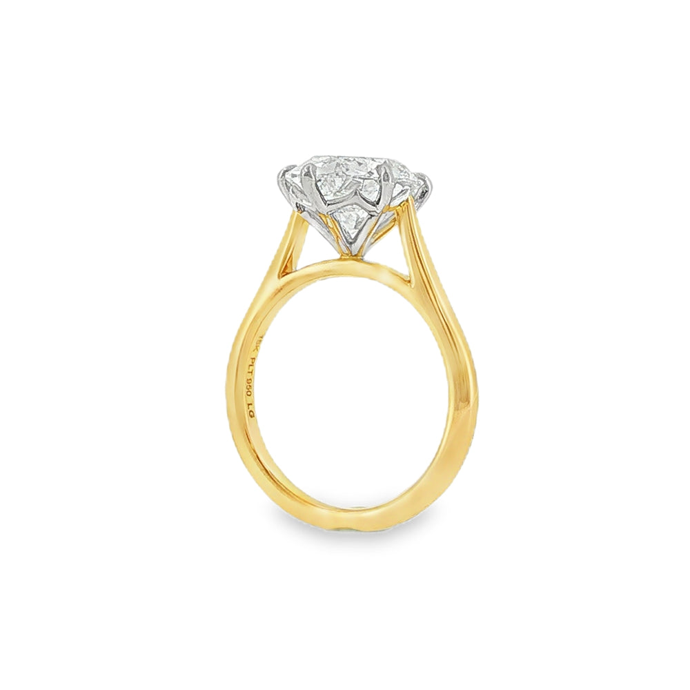 Oval Cut 4.02ct Lab Grown Diamond, 18ct Yellow Gold 6 Claw Ring