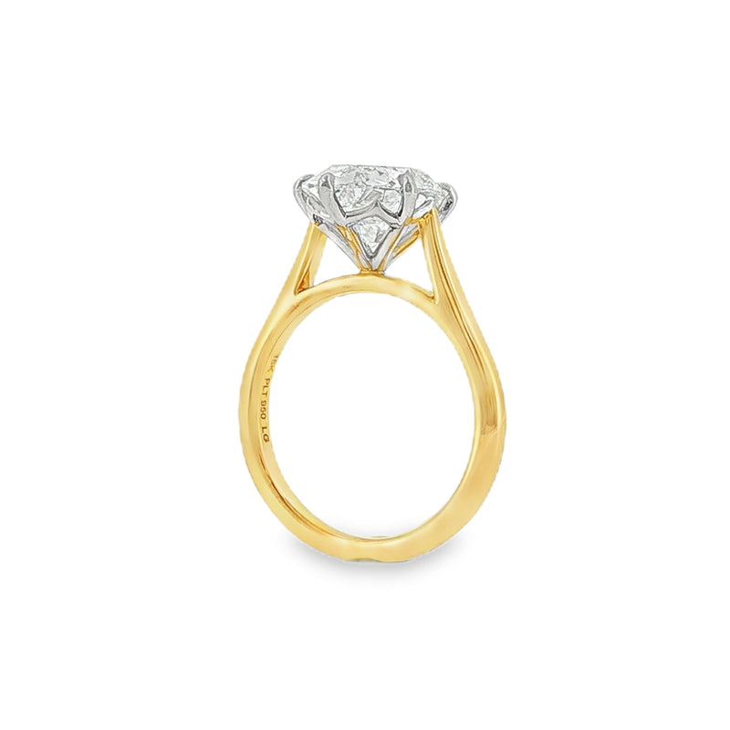 Oval Cut 4.02ct Lab Grown Diamond, 18ct Yellow Gold 6 Claw Ring