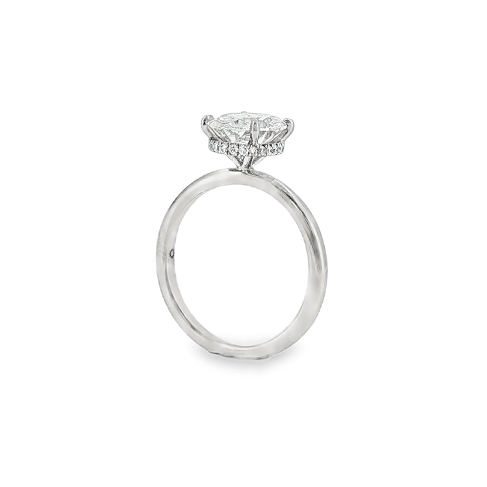 Oval Cut 2.01ct Lab Grown Diamond, Platinum Hidden Halo Ring