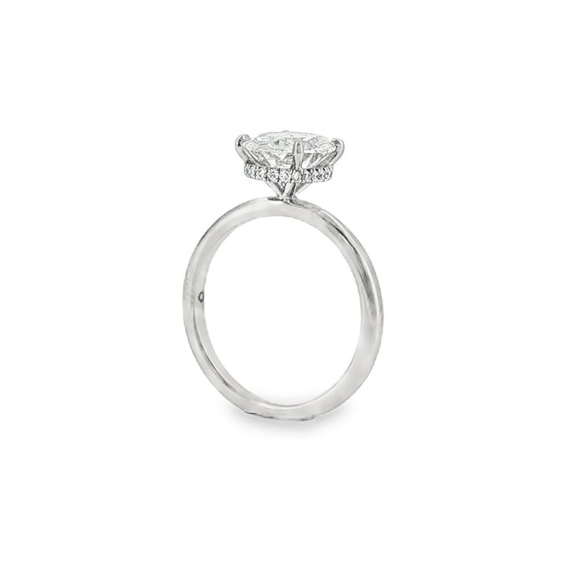 Oval Cut 2.01ct Lab Grown Diamond, Platinum Hidden Halo Ring