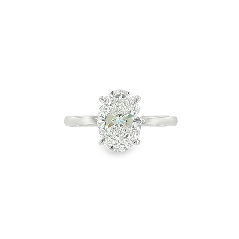 Oval Cut 2.01ct Lab Grown Diamond, Platinum Hidden Halo Ring