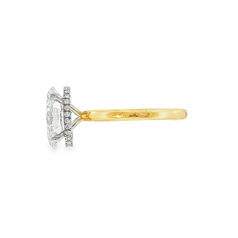 Oval Cut 3.07ct Lab Grown Diamond, 18ct Yellow Gold Hidden Halo Ring