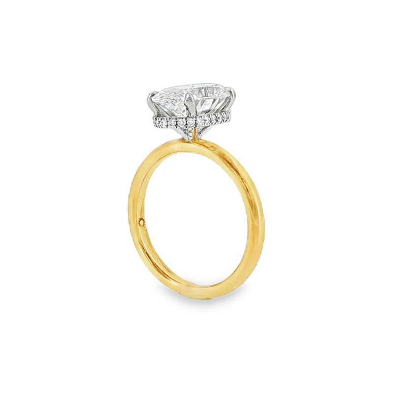 Oval Cut 3.07ct Lab Grown Diamond, 18ct Yellow Gold Hidden Halo Ring
