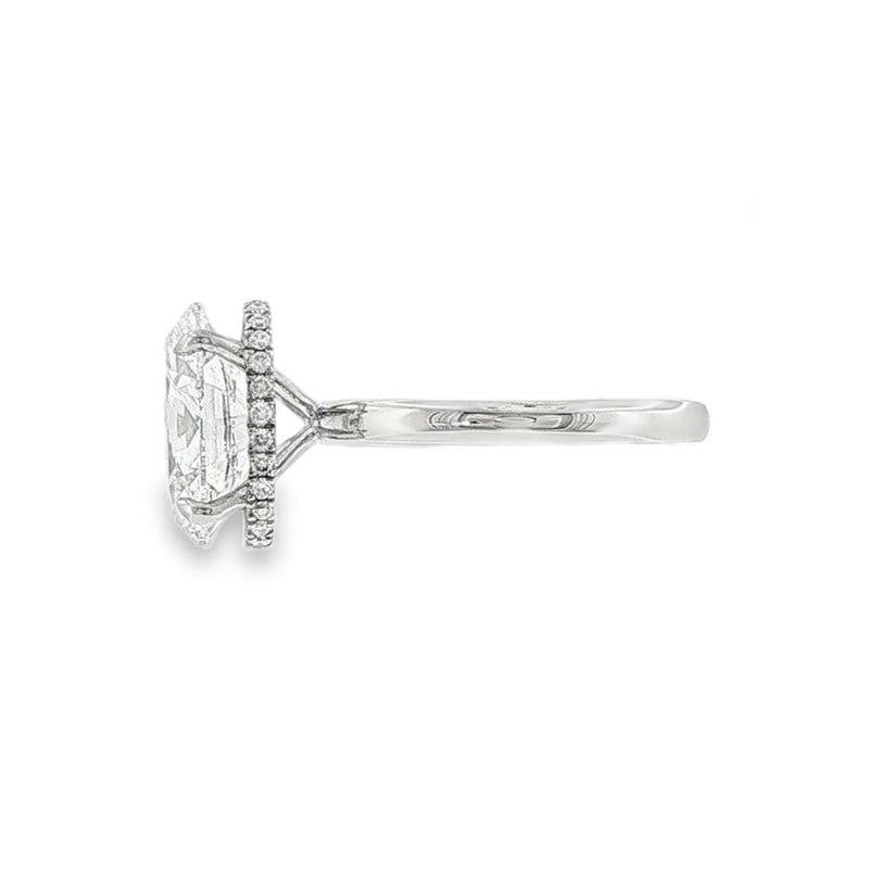 Oval Cut 4.06ct Lab Grown Diamond, Platinum Hidden Halo Ring