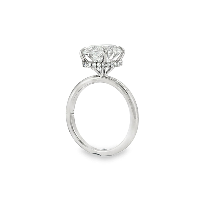 Oval Cut 4.06ct Lab Grown Diamond, Platinum Hidden Halo Ring
