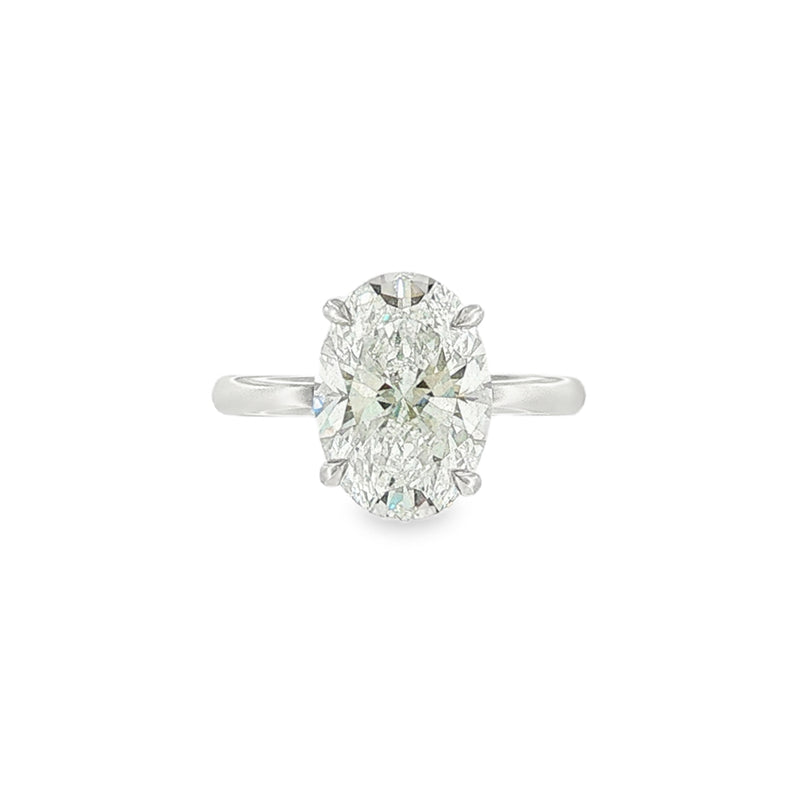 Oval Cut 4.06ct Lab Grown Diamond, Platinum Hidden Halo Ring