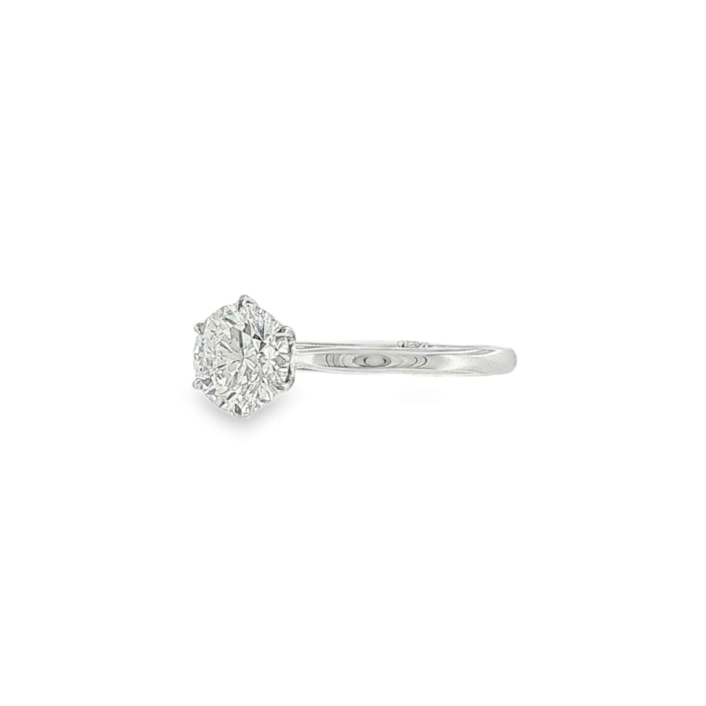 Round Brilliant Cut 1.00ct Lab Grown Diamond, Platinum 6 Claw Ring