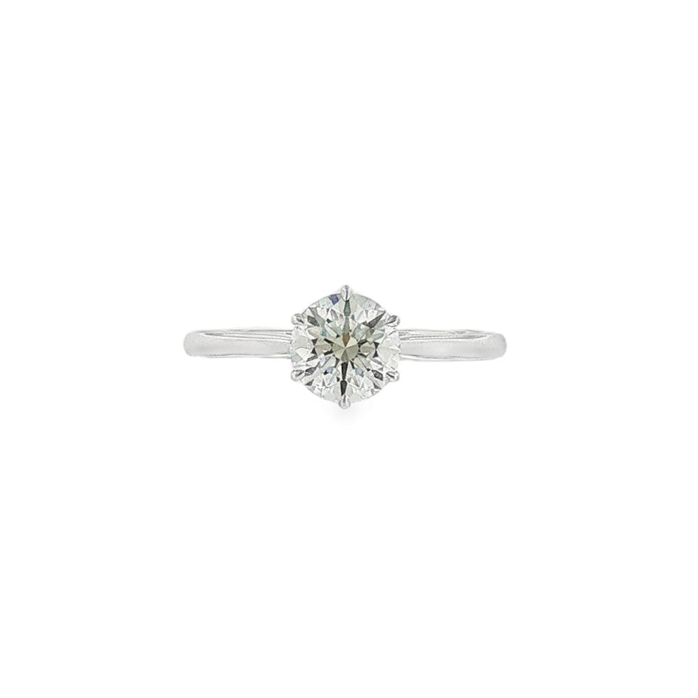 Round Brilliant Cut 1.00ct Lab Grown Diamond, Platinum 6 Claw Ring