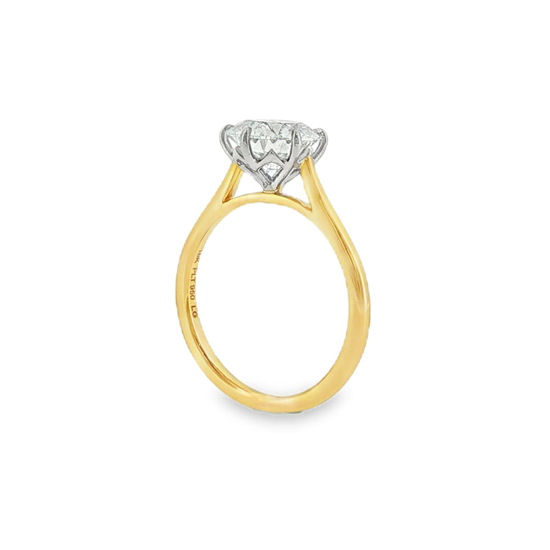 Round Brilliant Cut 2.01ct Lab Grown Diamond, 18ct Yellow Gold 6 Claw Ring