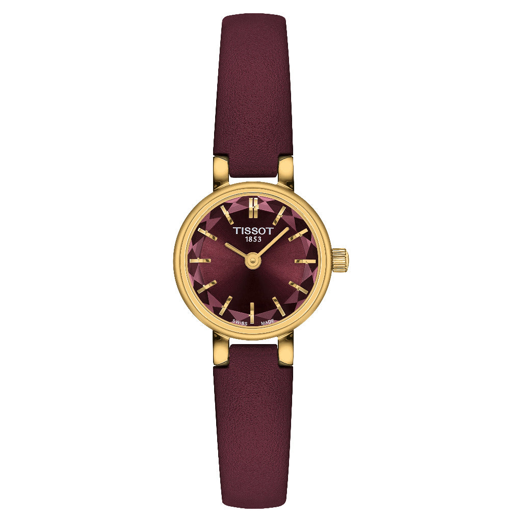 Tissot Lovely Round 19.5mm, Red Dial Leather Strap Watch T1400093637100