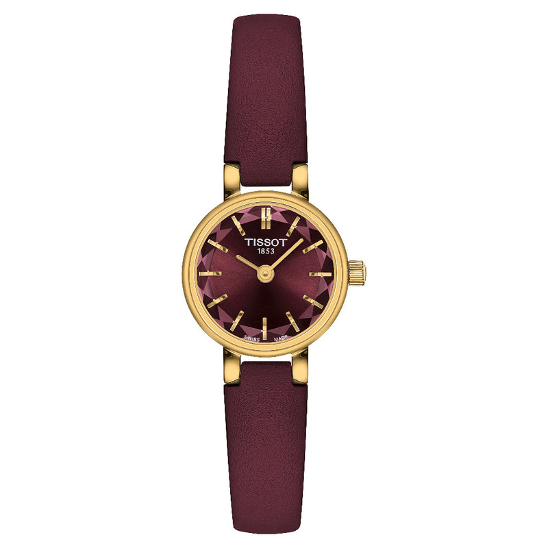 Tissot Lovely Round 19.5mm, Red Dial Leather Strap Watch T1400093637100
