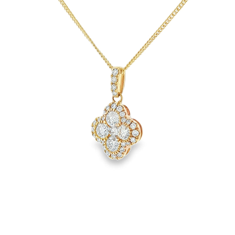 Diamond Clover 0.78ct, 18ct Yellow Gold Pendant