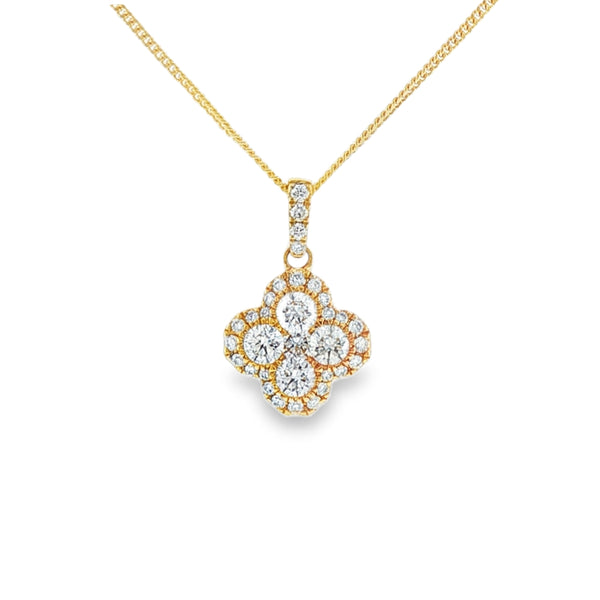 Diamond Clover 0.78ct, 18ct Yellow Gold Pendant