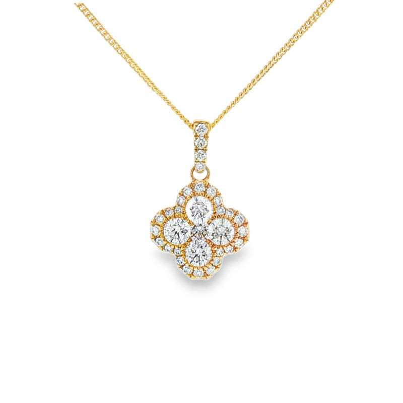 Diamond Clover 0.78ct, 18ct Yellow Gold Pendant