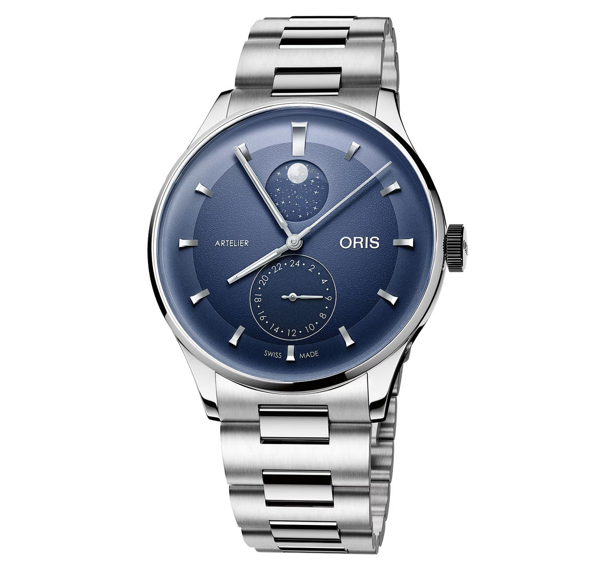 Oris Artelier Complication, 39.5mm Blue Dial, Stainless Steel Watch 01 782 7811 4055-07 8 20 20